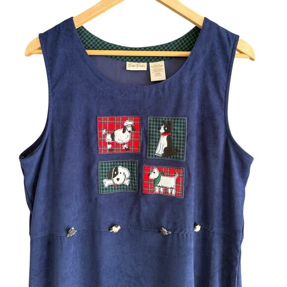 Vintage Bobbie Brooks Tank Dress Navy Dog Granny Cottage Y2K Women's M - Picture 3 of 12